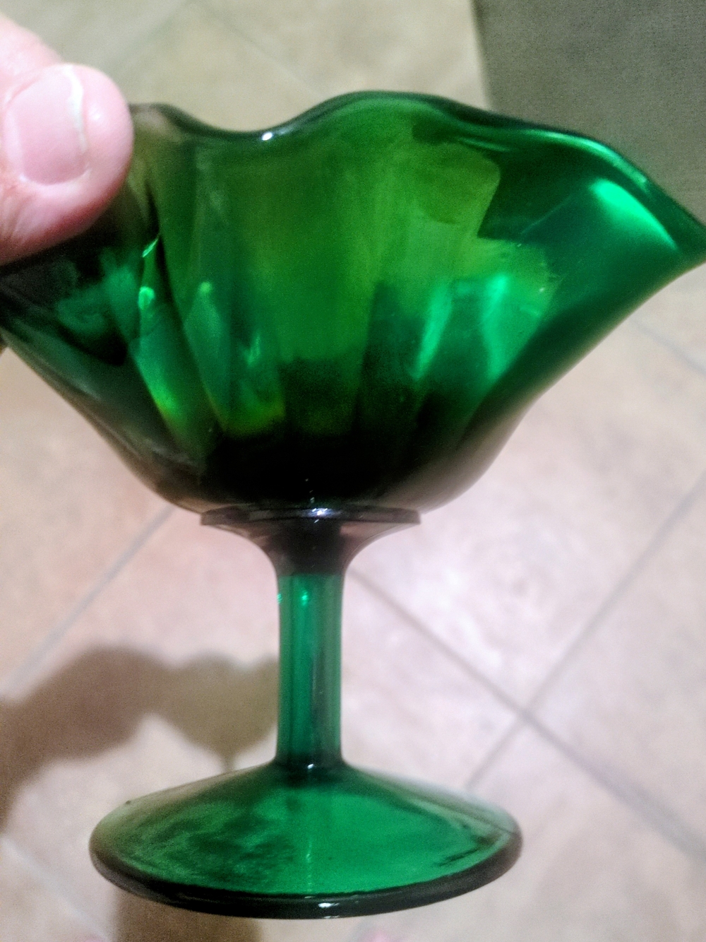 Vintage Fenton Green Glass Decorative Compote - Elegant Home Art Accent